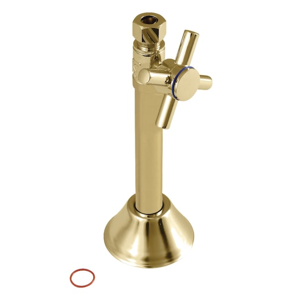 Kingston Brass CC83252DX 1/2" Sweat x 3/8" O.D. Comp Straight Shut Off Valve with 5" Extension, Polished Brass CC83252DX - main